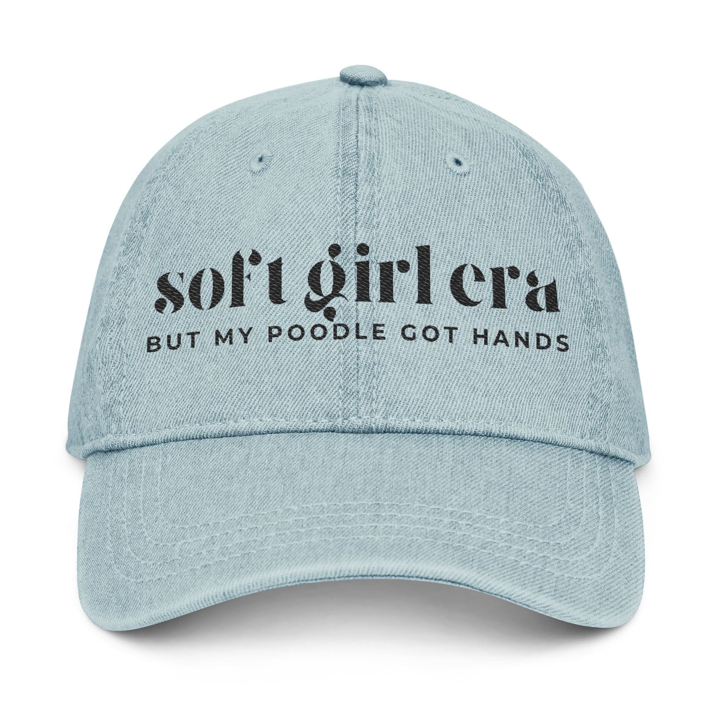 Soft Girl Era Denim Hat with Embroidery - Trendy Cap for Casual Wear