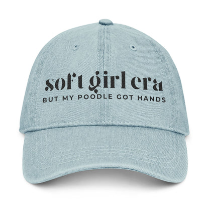 Soft Girl Era Denim Hat with Embroidery - Trendy Cap for Casual Wear