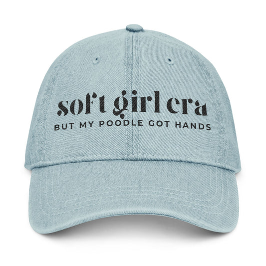 Soft Girl Era Denim Hat with Embroidery - Trendy Cap for Casual Wear