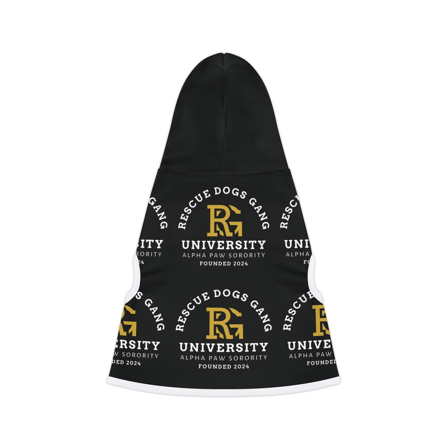 Rescue Dogs University Pet Hoodie — Black Dog Hoodie with 'Rescue Dogs Gang' Logo