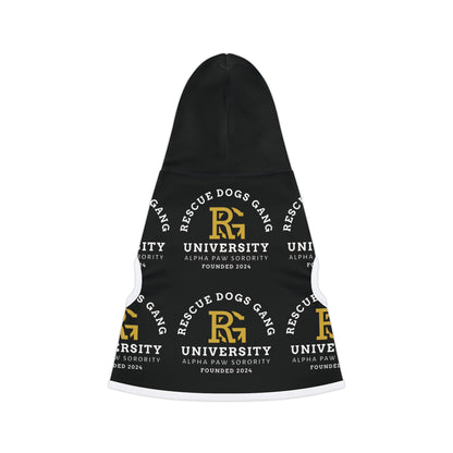 Rescue Dogs University Pet Hoodie — Black Dog Hoodie with 'Rescue Dogs Gang' Logo