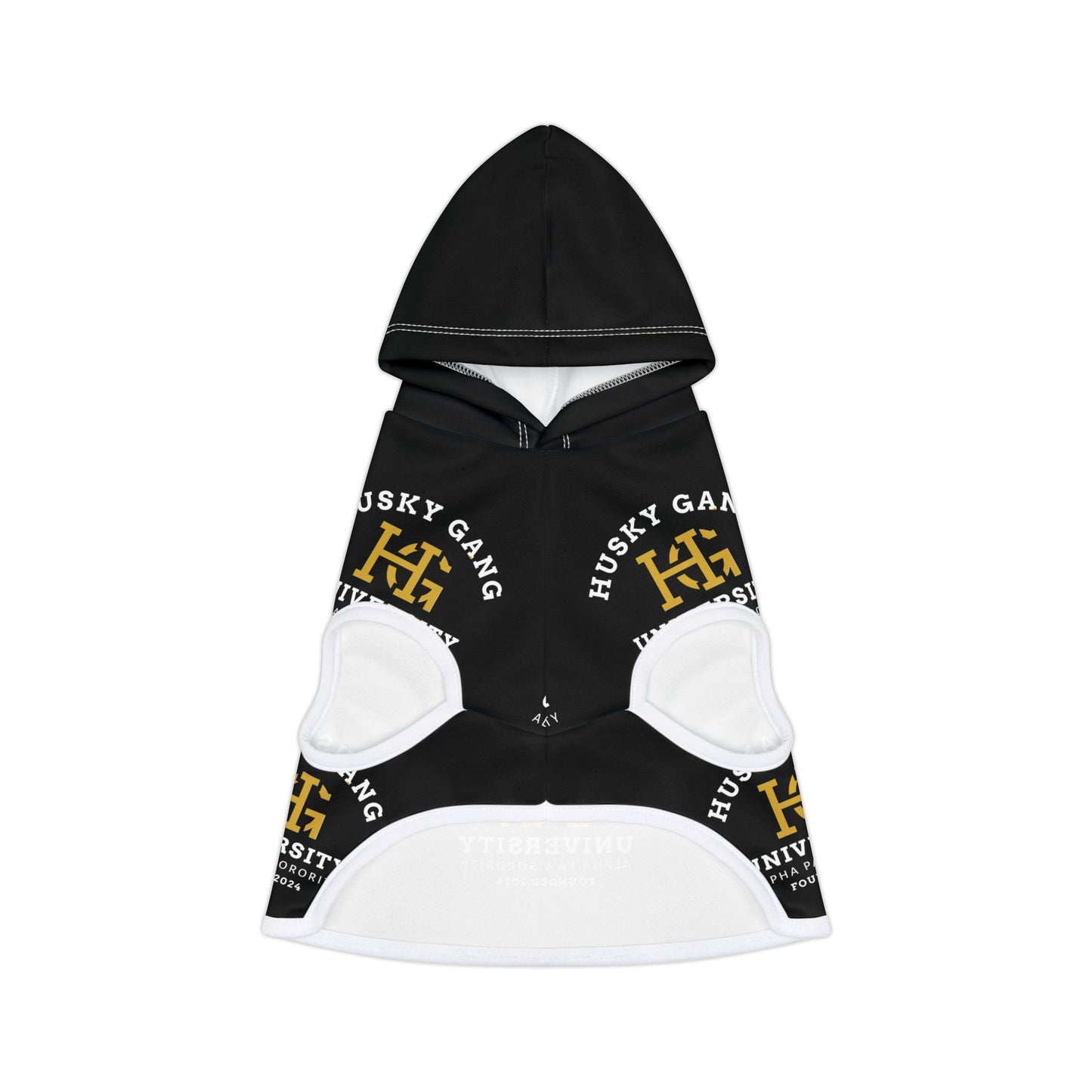 Husky Gang University Pet Hoodie – Black Dog Hoodie with Logo Print