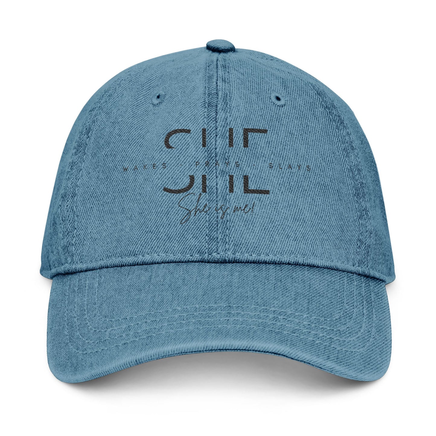 Empowering Denim Hat – "She is Me" Embroidered Cap for Confident Women