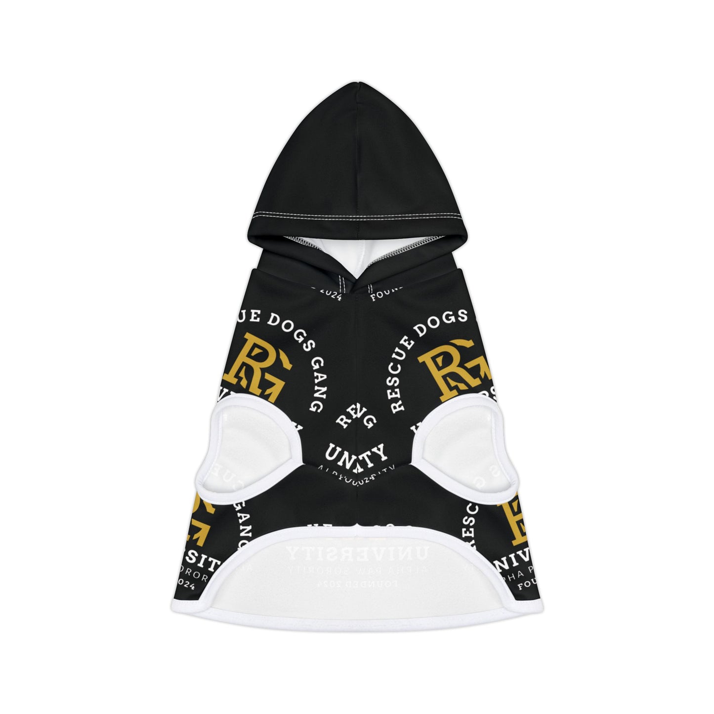 Rescue Dogs University Pet Hoodie — Black Dog Hoodie with 'Rescue Dogs Gang' Logo