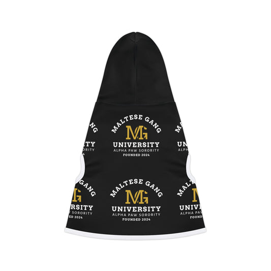 Maltese Gang University Pet Hoodie – Black Collegiate Dog & Cat Hoodie