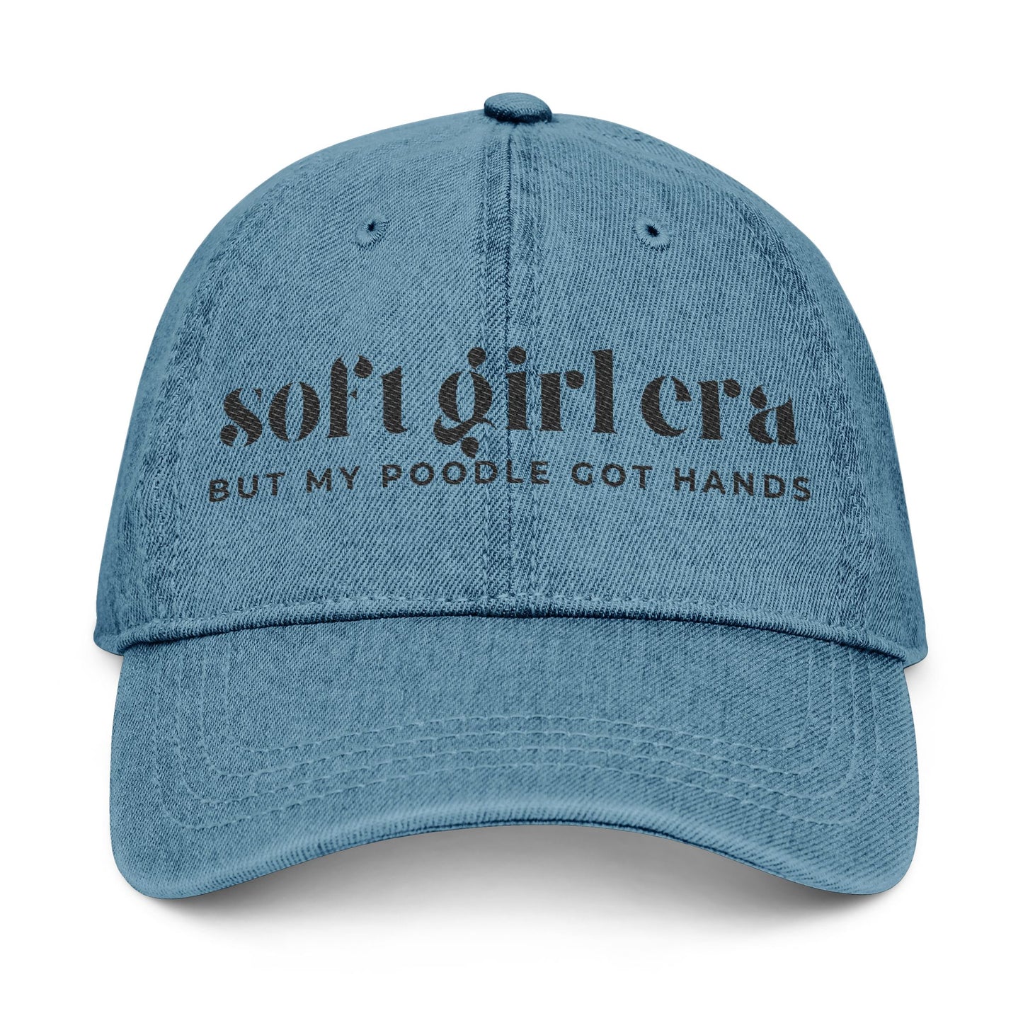 Soft Girl Era Denim Hat with Embroidery - Trendy Cap for Casual Wear