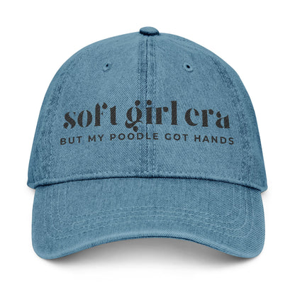 Soft Girl Era Denim Hat with Embroidery - Trendy Cap for Casual Wear