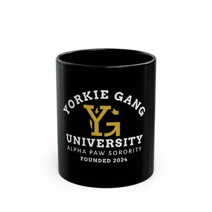 Yorkie Gang University Black Coffee Mug — 'Yorkie Gang University' Dog Lover Mug (11oz/15oz)