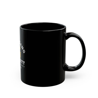 Aussie Gang University Black Coffee Mug — 'Alpha Paw Sorority' College Crest 11oz/15oz