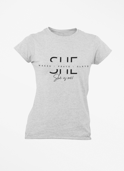 Empowered Women's T-Shirt - "She Wakes, Prays, Slays"