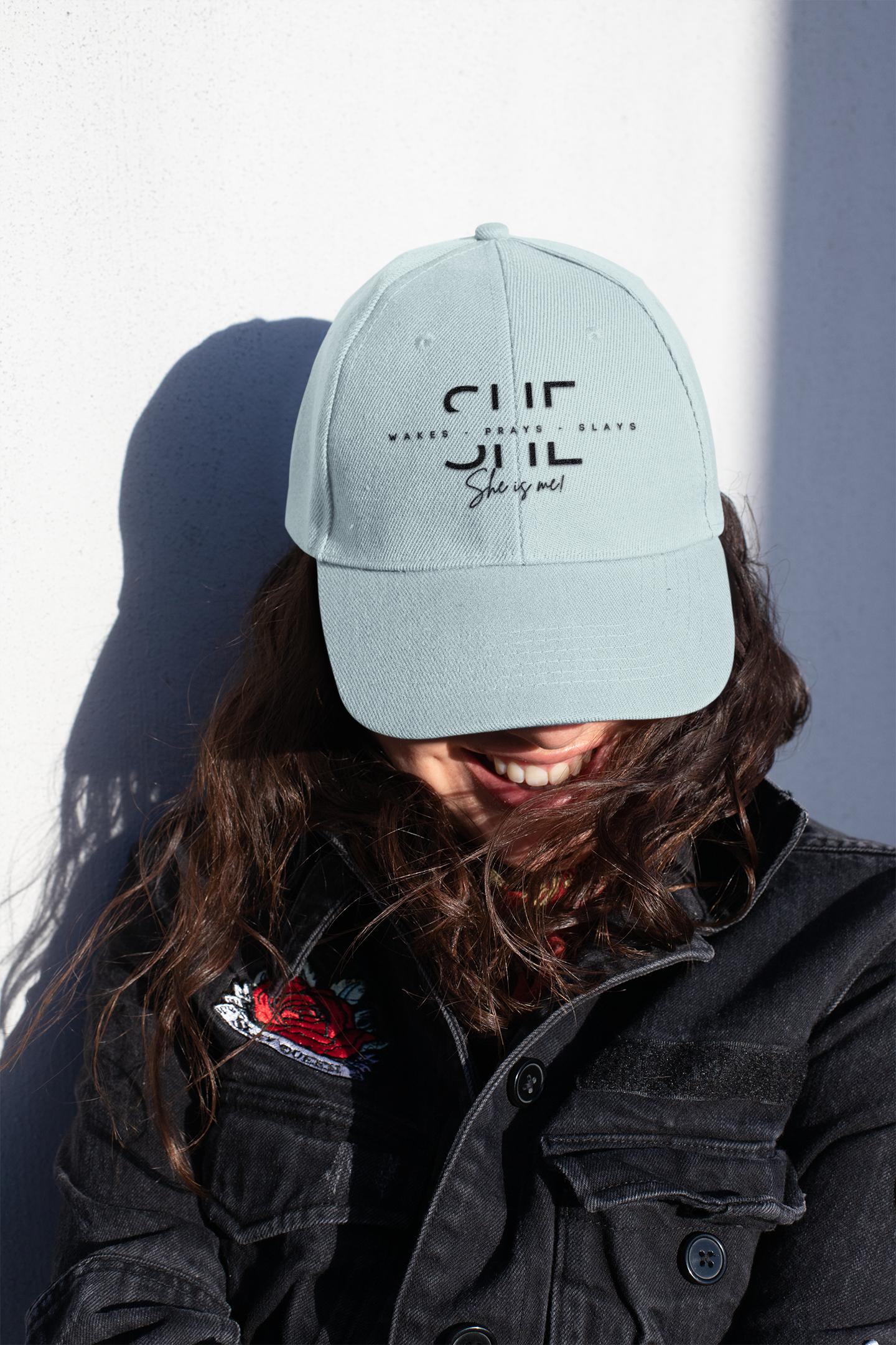 Empowering Denim Hat – "She is Me" Embroidered Cap for Confident Women