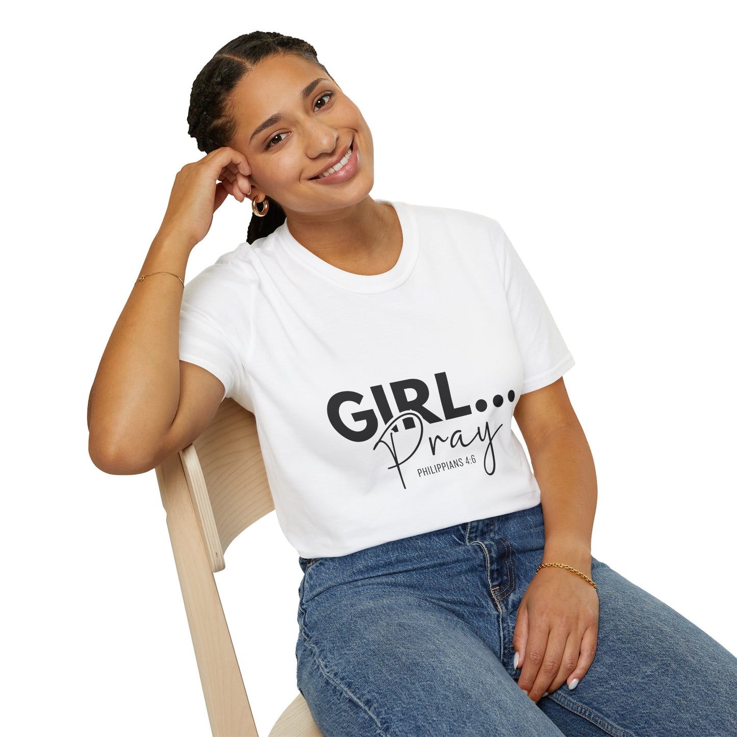 Inspirational Girl Pray T-Shirt – Unisex Softstyle Tee