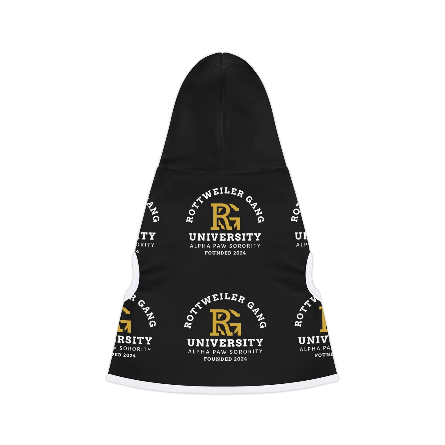 Pet Hoodie — 'Rottweiler Gang University' Black Logo Dog Hoodie