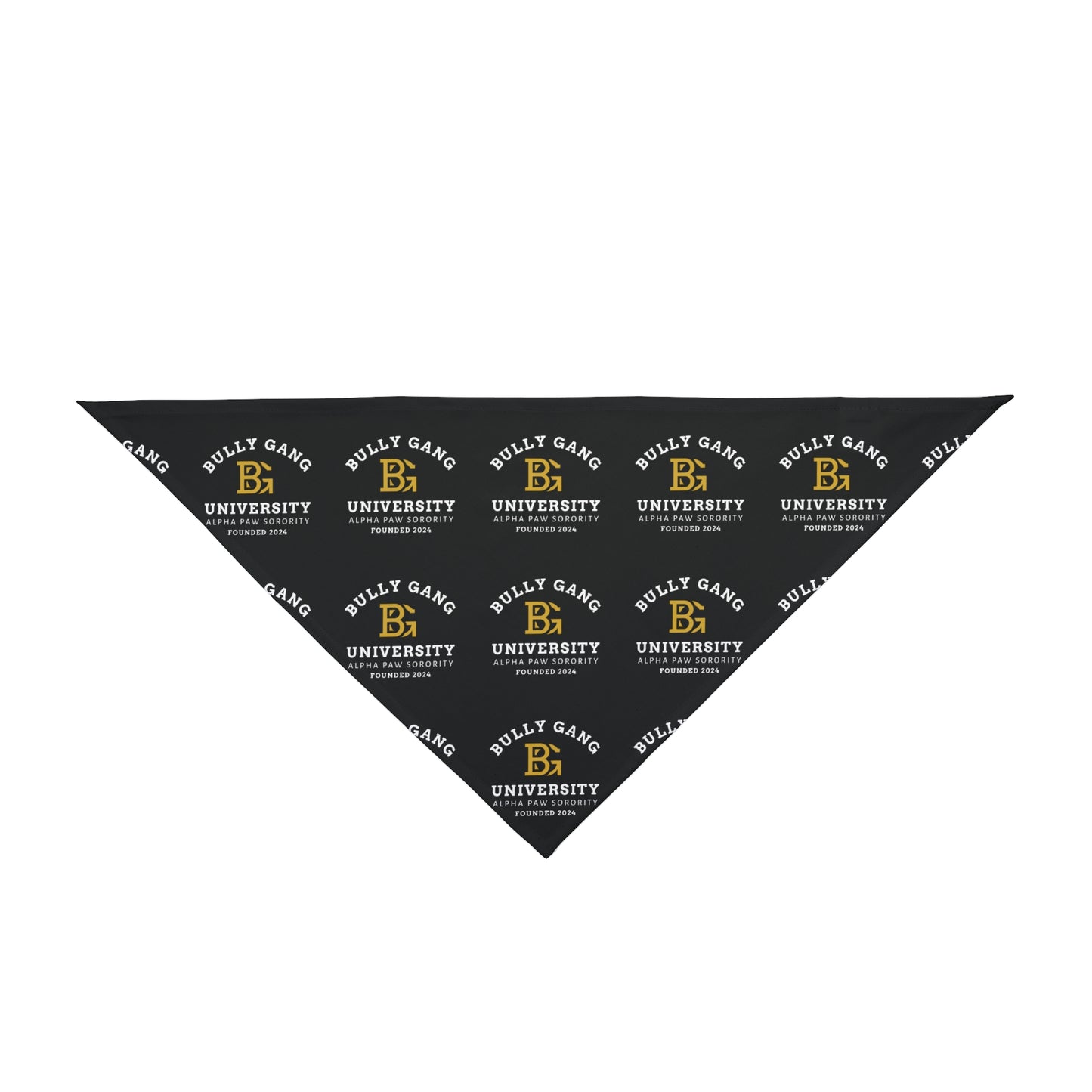 University Logo Pet Bandana — Black Repeat Emblem Dog & Cat Accessory