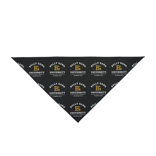 University Logo Pet Bandana — Black Repeat Emblem Dog & Cat Accessory