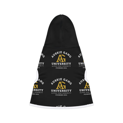 Aussie Gang University Pet Hoodie — Black College Logo Dog & Cat Hoodie