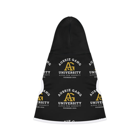 Aussie Gang University Pet Hoodie — Black College Logo Dog & Cat Hoodie