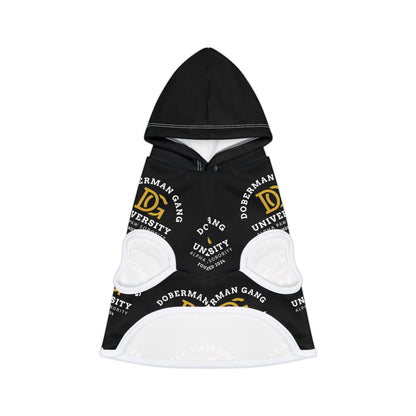 Doberman Gang University Pet Hoodie — Black Logo Hooded Dog Sweatshirt