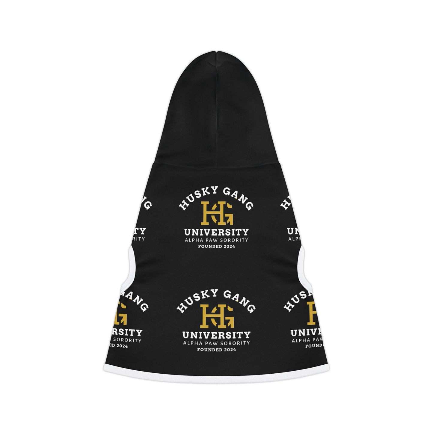 Husky Gang University Pet Hoodie – Black Dog Hoodie with Logo Print