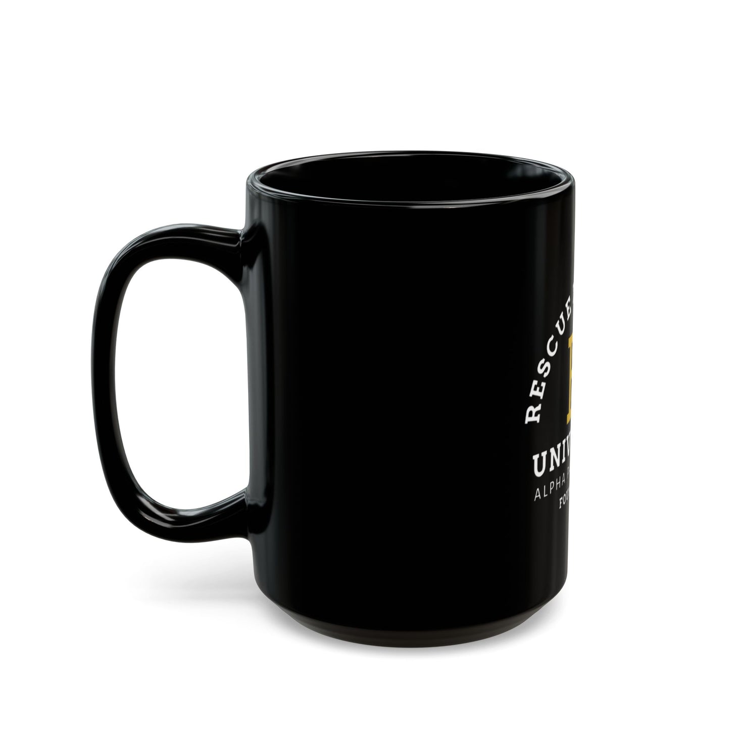 Rescue Dogs Gang University Black Mug — 'Alpha Paw Sorority' Coffee Cup