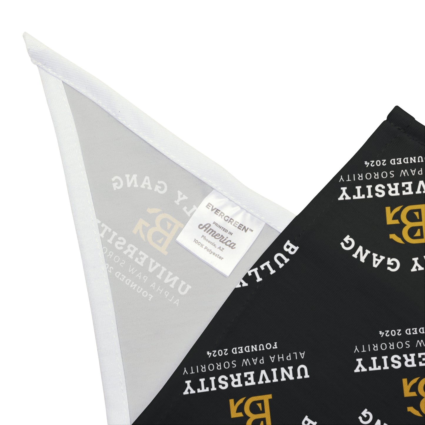 University Logo Pet Bandana — Black Repeat Emblem Dog & Cat Accessory